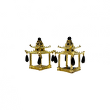 Gold Pagoda Napkin Ring with Black Beads