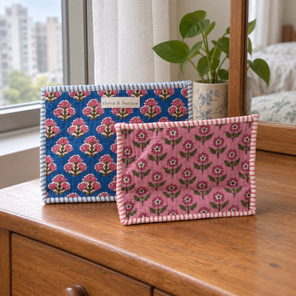 Little Essentials Pouch Set: selected original Pattern Edit designs grouped in a natural Hong Kong home setting