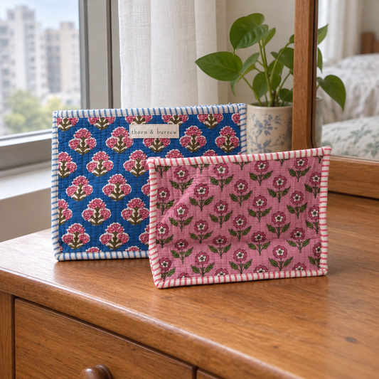 Little Essentials Pouch Set: selected original Pattern Edit designs grouped in a natural Hong Kong home setting