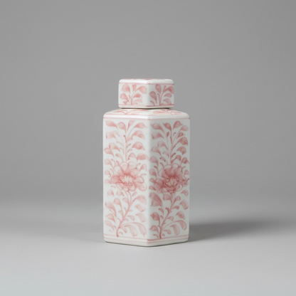 Floral Hexagon Ceramic Storage Jar with Lid