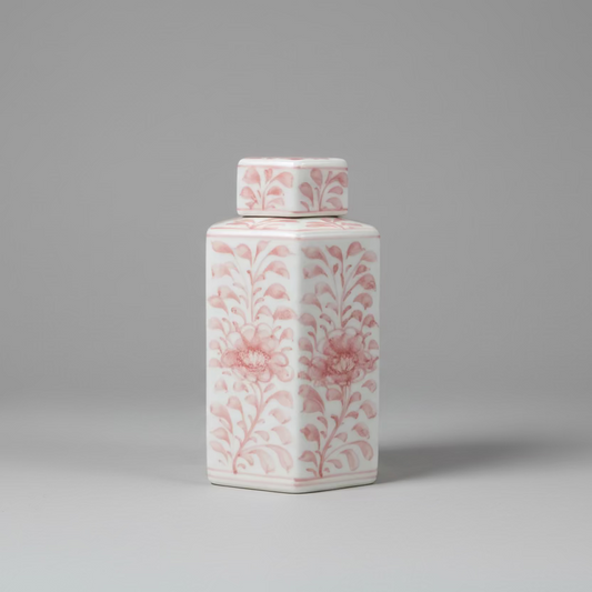 Floral Hexagon Ceramic Storage Jar with Lid