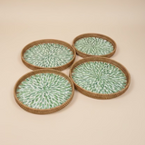 Round Woven Rattan and Capiz Shell Serving Tray - Thorn and Burrow