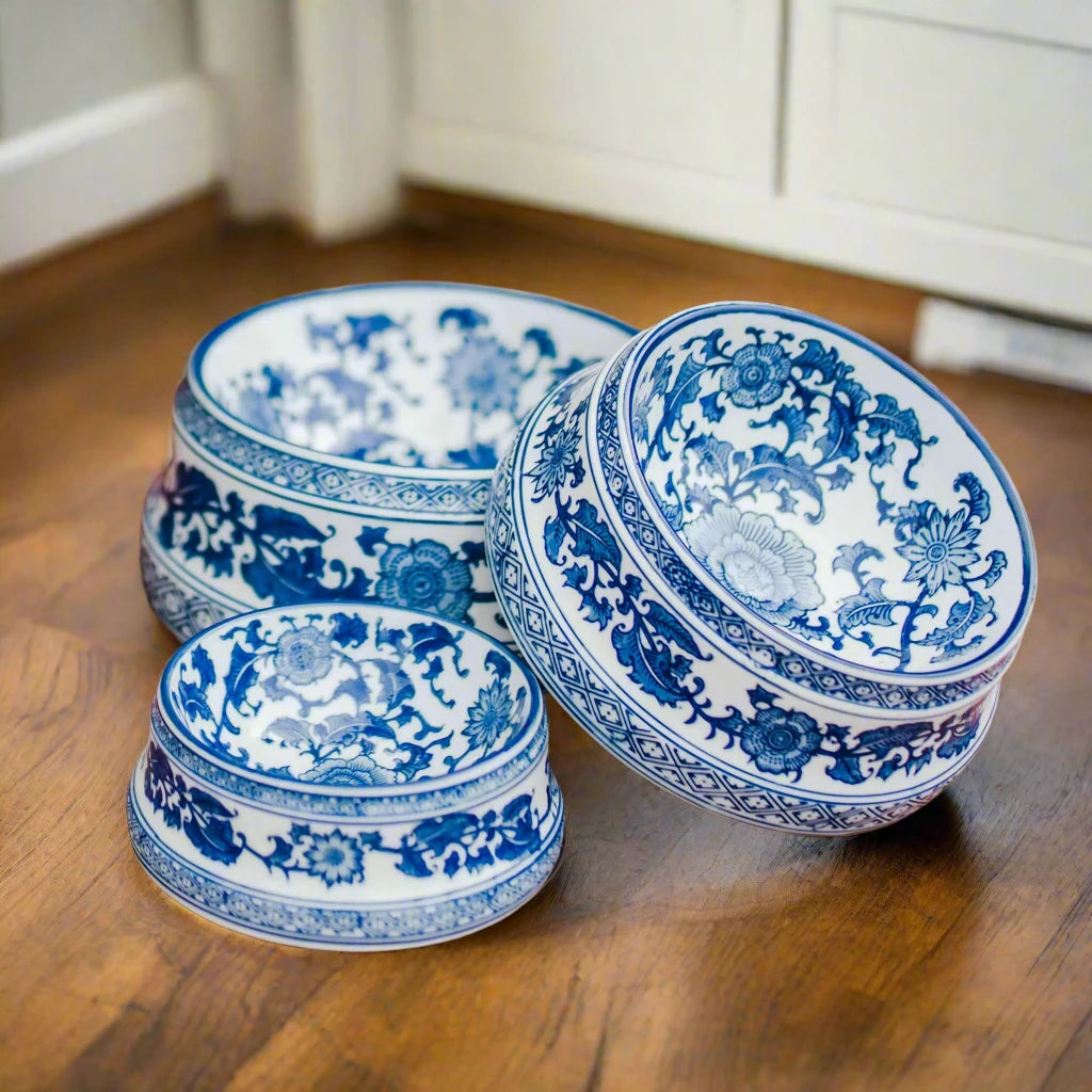 Blue & White Ceramic Pet Bowl