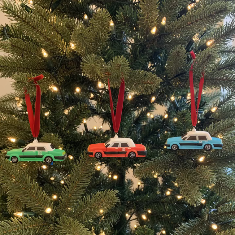 Taxi Hand Carved Wooden Ornament