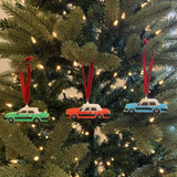 Taxi Hand Carved Wooden Ornament