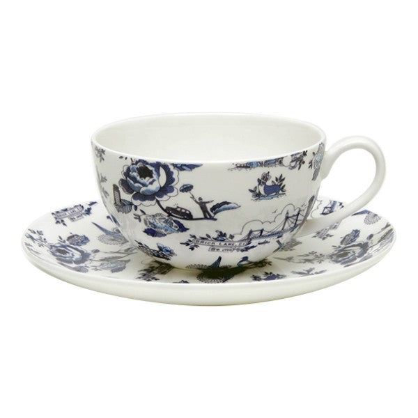 Product image of London Toile Cup And Saucer Set - Blue