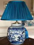 Teal Silk Dupion Gathered Lamp Shade - The Ginger Jar Lamp Co.