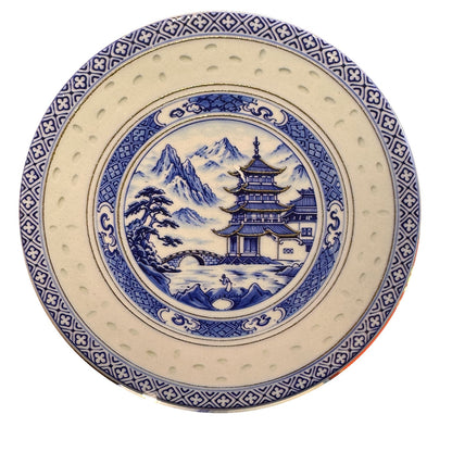 Pagoda Landscape ceramic coaster, white background