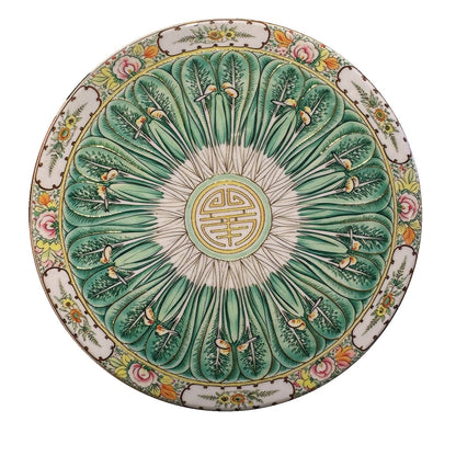 Teal Longevity ceramic coaster, white background