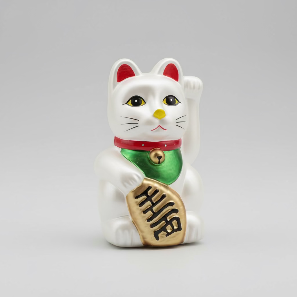 " Traditional Lucky Cat " Asia Series Glass Hanging Ornament