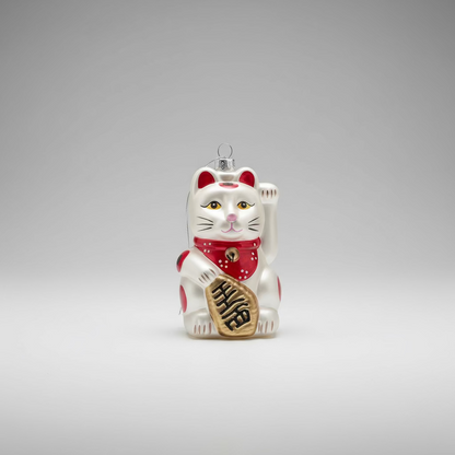 " Traditional Lucky Cat " Asia Series Glass Hanging Ornament