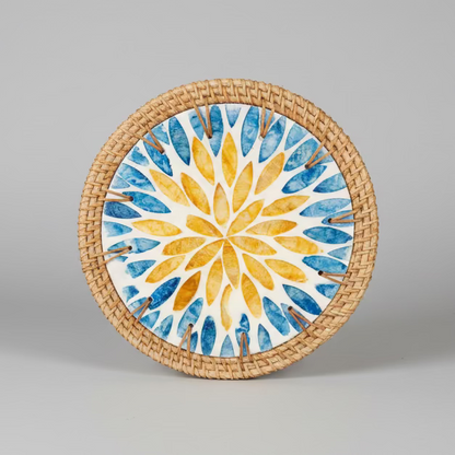 Woven Rattan and Ceramic Trivets Collection - Thorn and Burrow