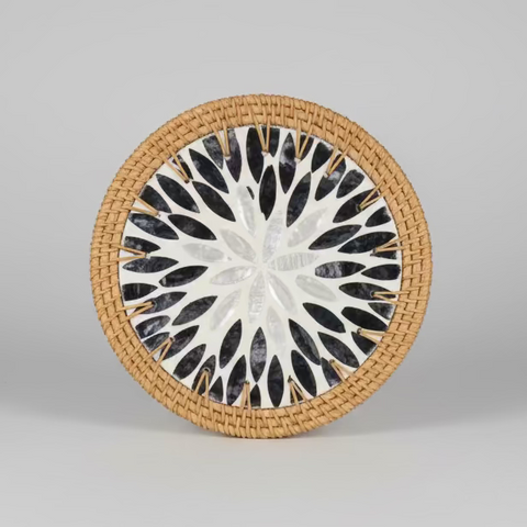Woven Rattan and Ceramic Trivets Collection - Thorn and Burrow