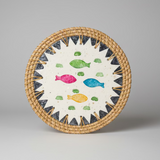 Woven Rattan and Ceramic Trivets Collection - Thorn and Burrow