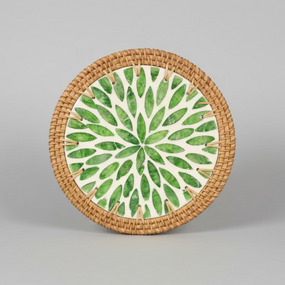 Woven Rattan and Ceramic Trivets Collection - Thorn and Burrow