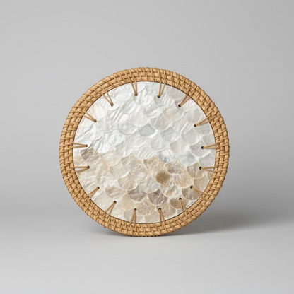 Woven Rattan and Ceramic Trivets Collection - Thorn and Burrow