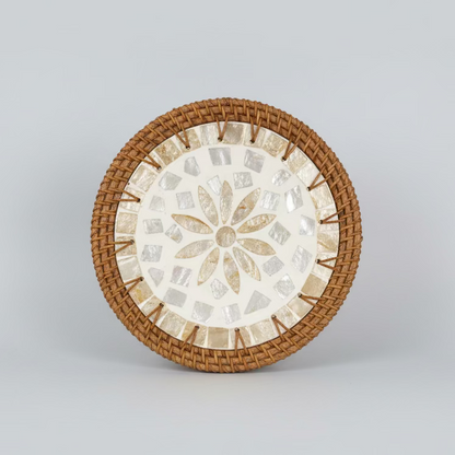 Woven Rattan and Ceramic Trivets Collection - Thorn and Burrow
