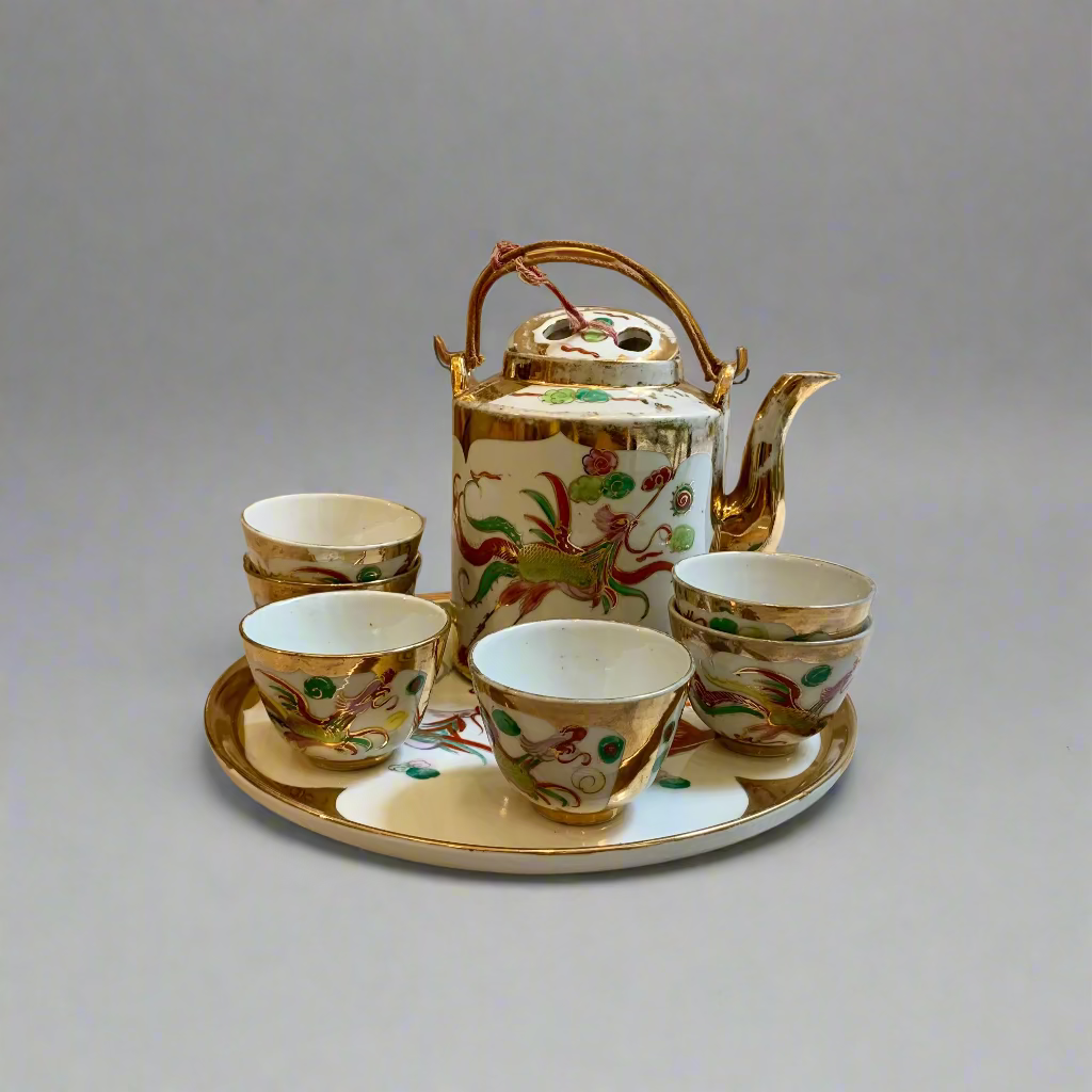 Vintage Gold Dragon & Phoenix Tea Set