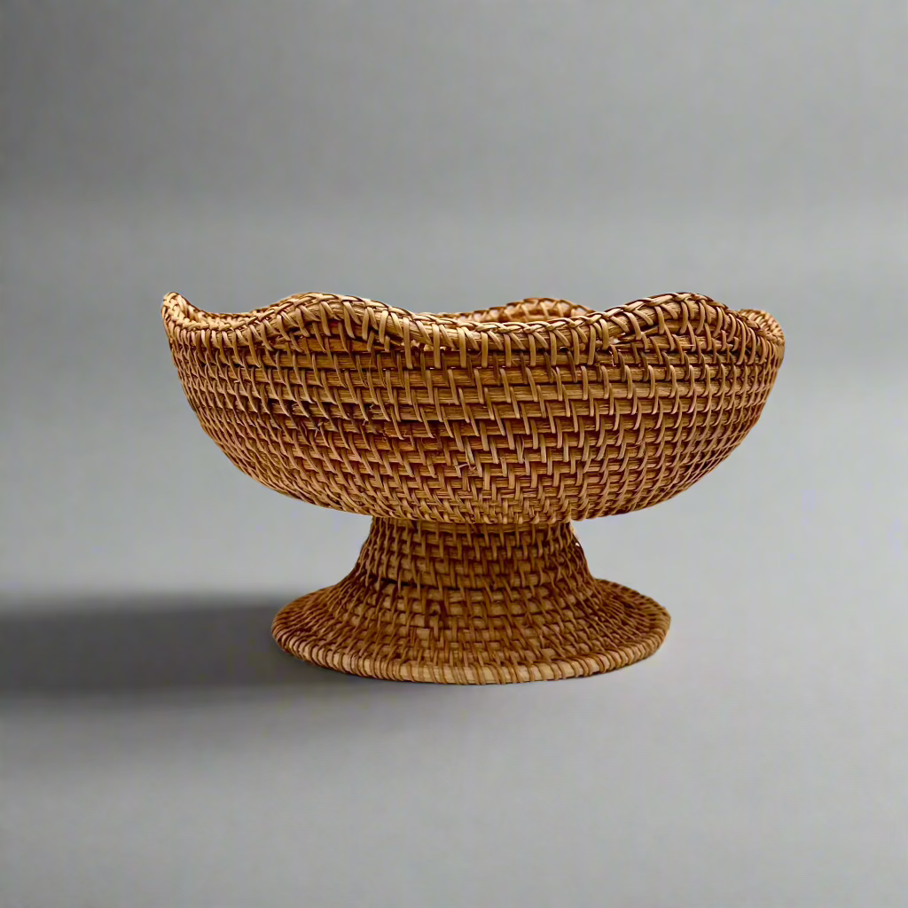 Woven Rattan Pedestal Bowl - Thorn and Burrow