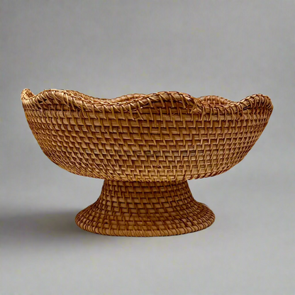 Woven Rattan Pedestal Bowl - Thorn and Burrow