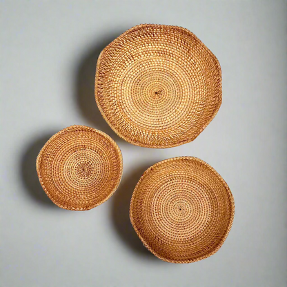 Woven Rattan Pedestal Bowl - Thorn and Burrow