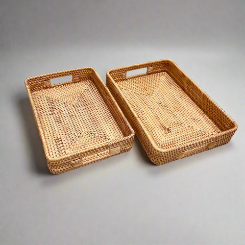 Woven Rattan Serving Tray - Thorn and Burrow
