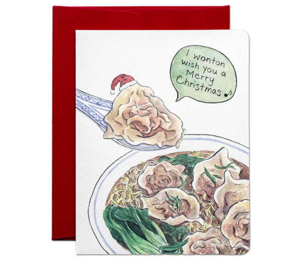 " Wonton Christmas " Card Greeting Cards - Thorn and Burrow