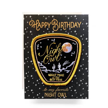 " Night Owl " Patch Greeting Card