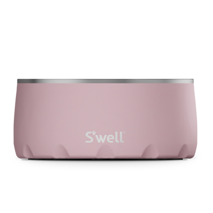 Front view of Pink Topaz - Stainless Steel S'well Dog Bowl