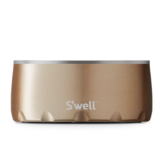 Front view of Pyrite - Stainless Steel S'well Dog Bowl