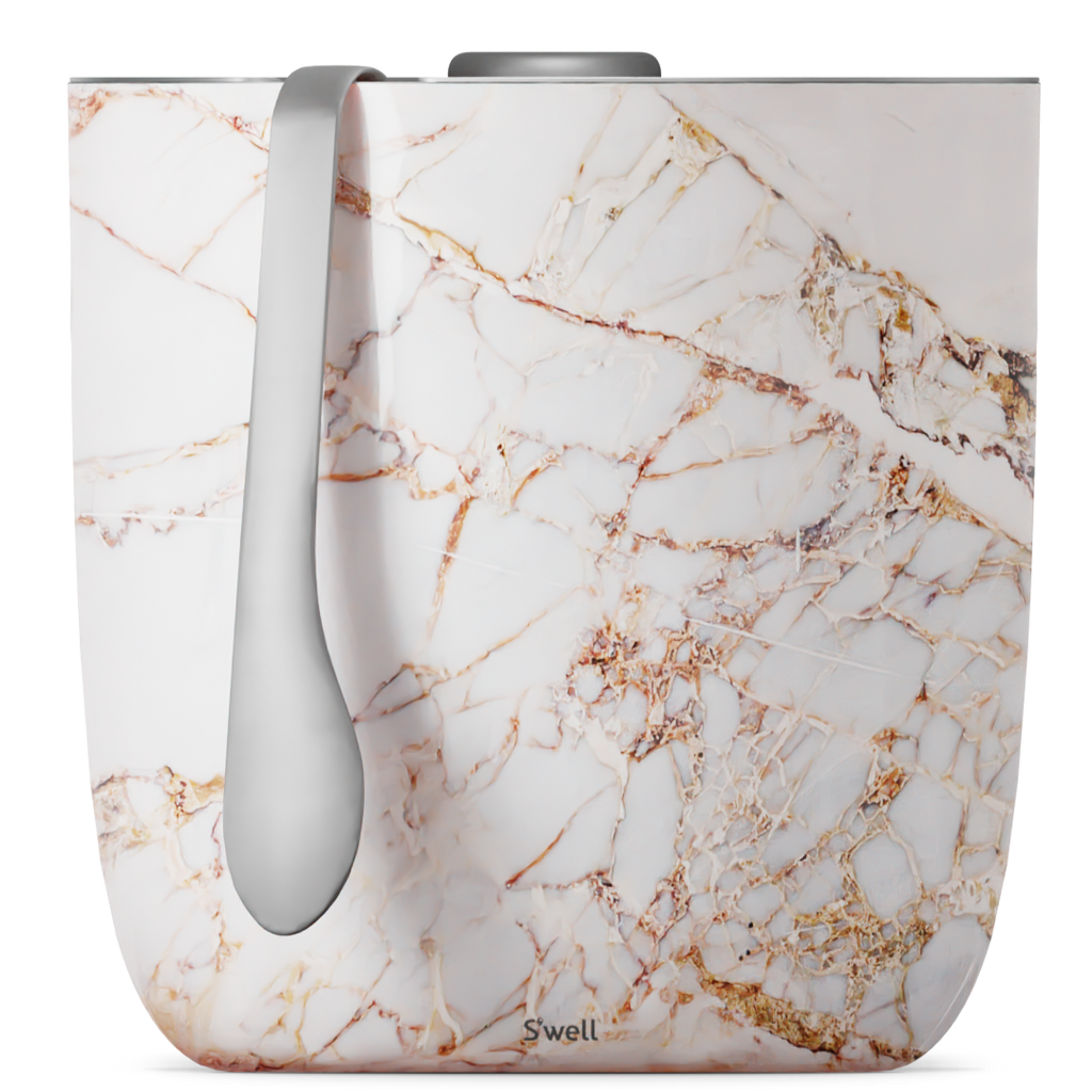 Calacatta Gold Stainless Steel S'well Ice Bucket & Tongs Thorn and