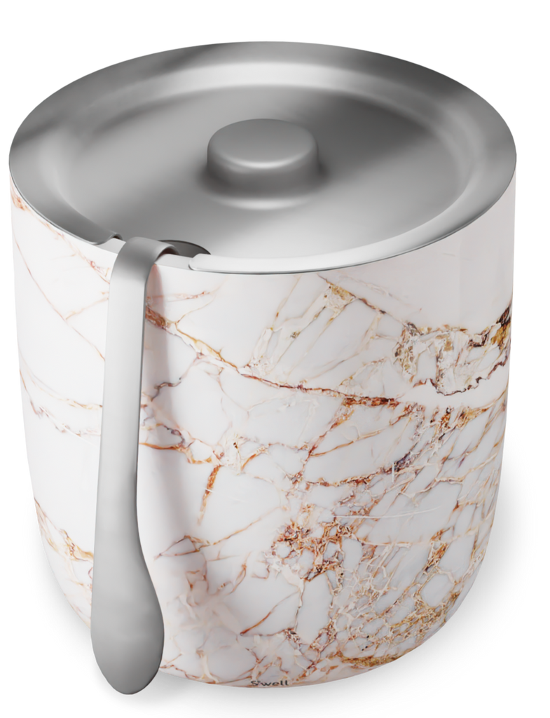 Calacatta Gold Stainless Steel S'well Ice Bucket & Tongs Thorn and