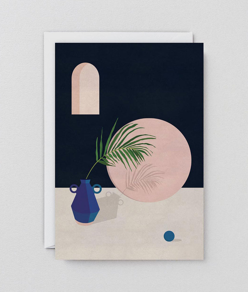 " Blue Vase with Leaf " Card