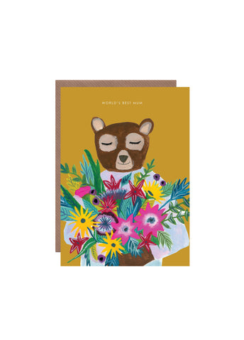 " Bear With Vase " Card