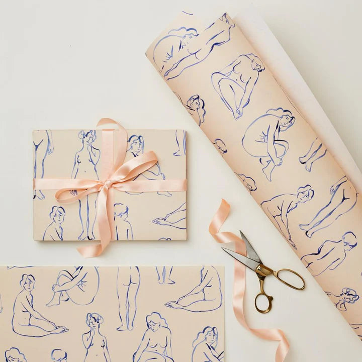 Blue Nudes Patterned Wrapping Paper