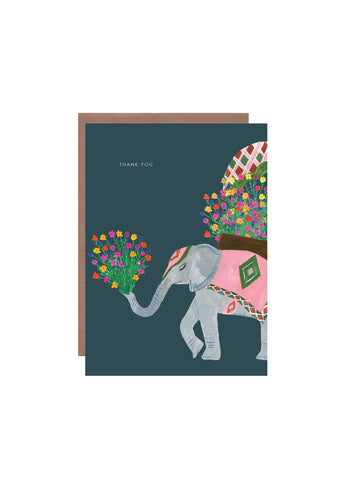 " Elephant with Flowers " Card
