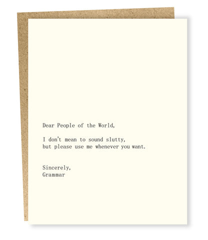 " People/Grammar " Card