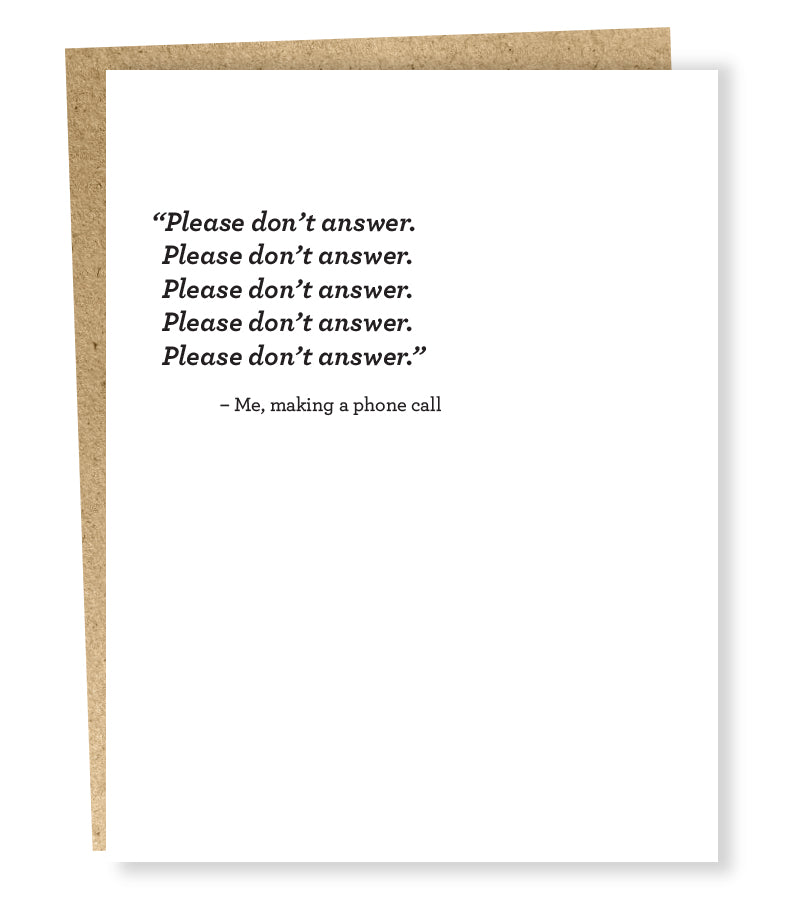 " Don't Answer " Card