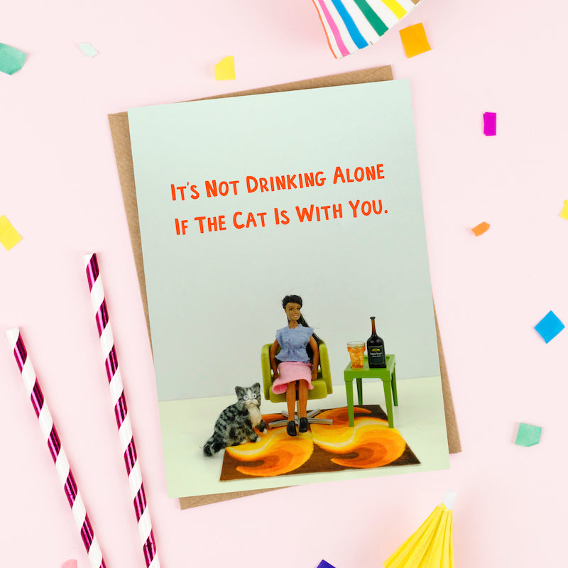 " Cat Drink " Greeting Card