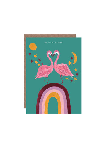 " Flamingo Moon & Stars " Card