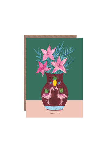 " Flamingo Plant Pot " Card