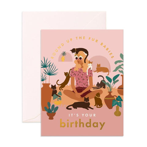 " Birthday Cat Lady " Card