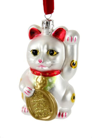 " White Lucky Cat " Ornament