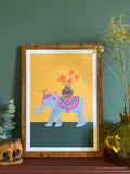 Tropical Parade Elephant with Plant Art Print