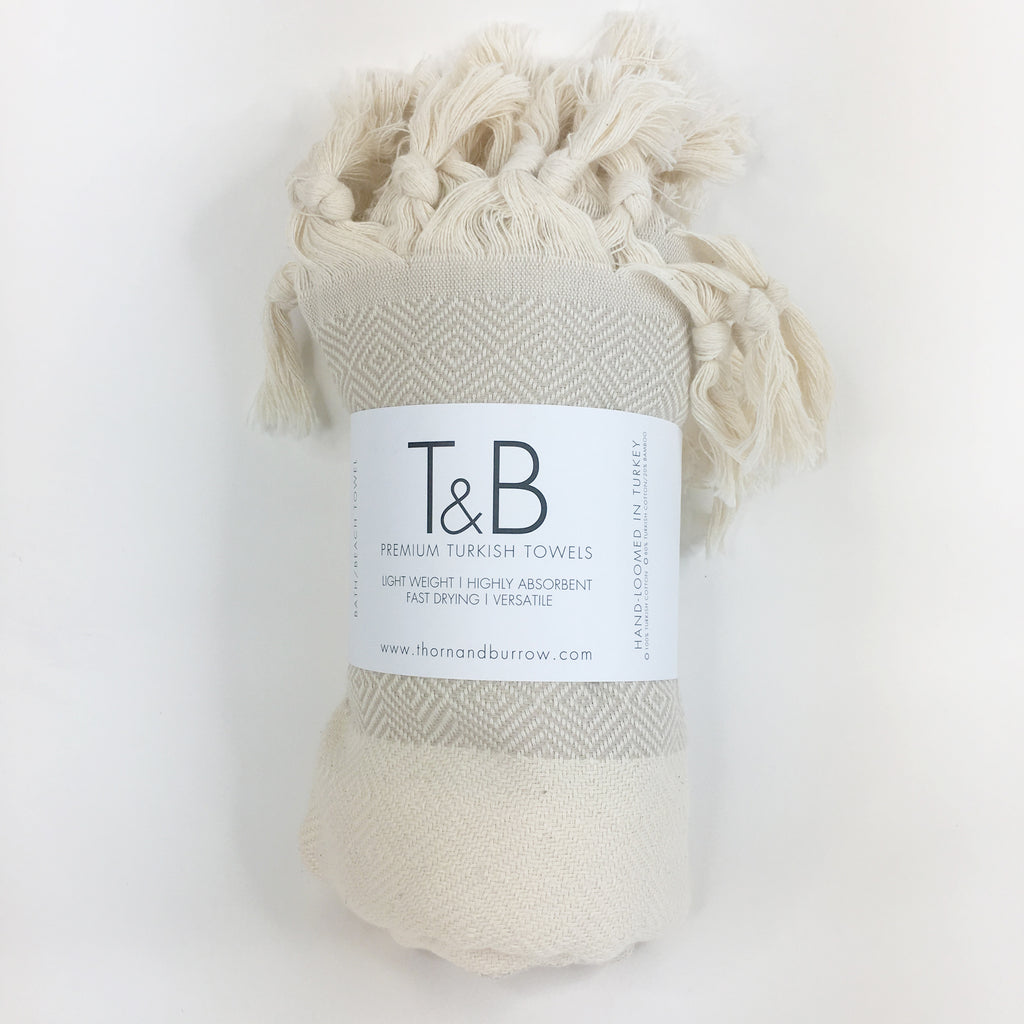 Beige Bamboo & Cotton Turkish Towel