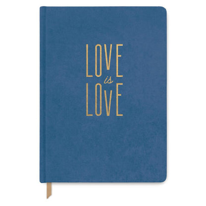 Blue " Love is Love " Journal - Bookcloth Cover Book Bound