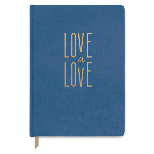 Blue " Love is Love " Journal - Bookcloth Cover Book Bound