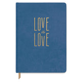 Blue " Love is Love " Journal - Bookcloth Cover Book Bound