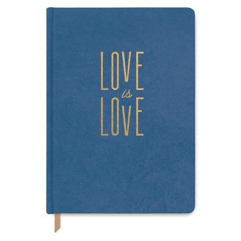 Blue " Love is Love " Journal - Bookcloth Cover Book Bound