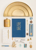 Blue " Love is Love " Journal - Bookcloth Cover Book Bound